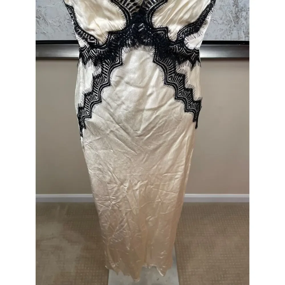 SHONA JOY Camille Lace Cross Back Midi Dress in Cream & Black Size 0 - Picture 8 of 12